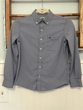 Boys Southern Tide intercoastal, mini gingham, button-down shirt, medium navy
